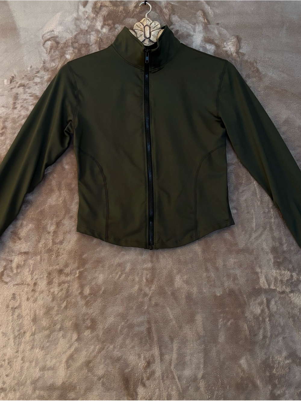 Olive Green Women's Athletic Zip-Up Jacket Size M